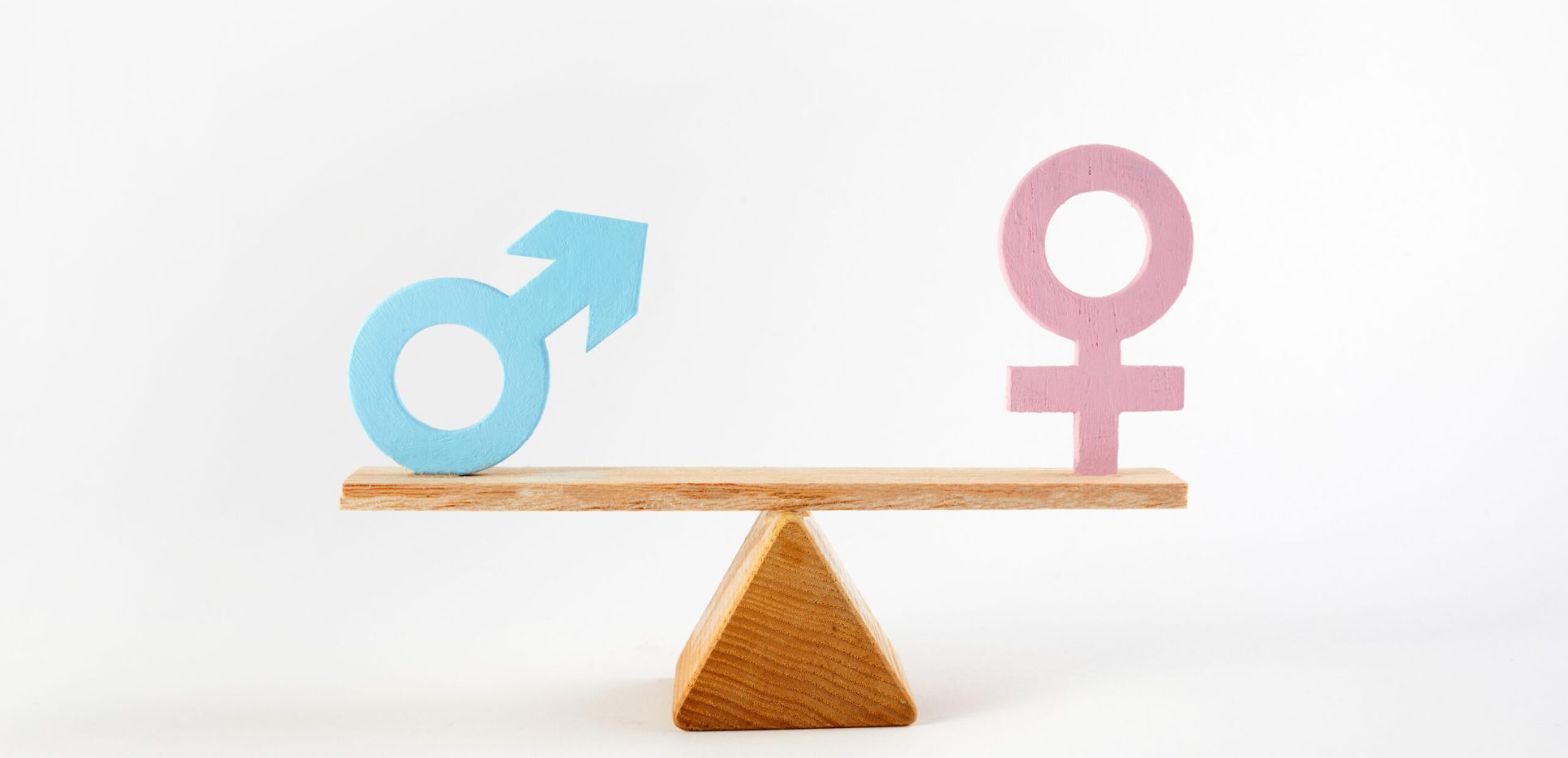 Gender equality concept. Male and female symbol on the scales with balance.